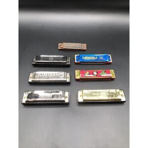 Vintage Harmonica Lot HOHNER BLUESBAND STONE WHITE STAR 7 Pc Collection